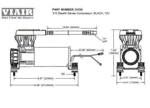 VIAIR COMPRESSORE 310 SERIE STEALTH NERO