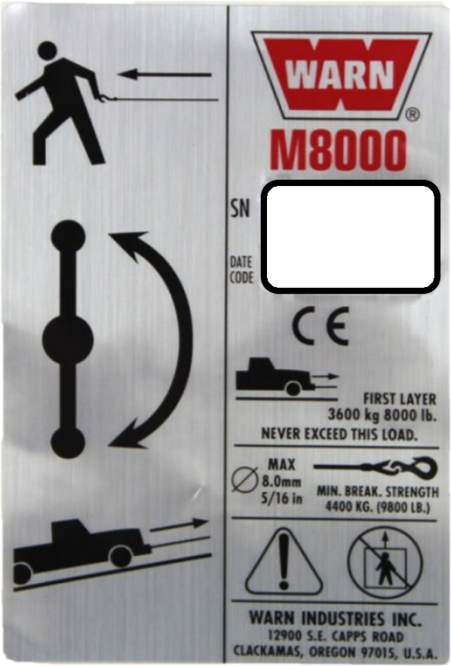 WARN KIT LABEL CE M8000