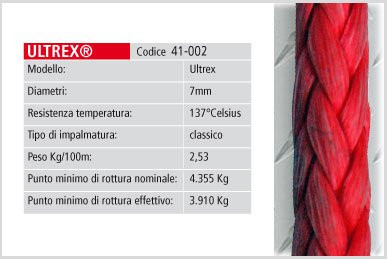 4T CAVO SINTETICO RINFORZATO 7 mm CARICO ROTTURA 3910 Kg