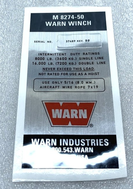 WARN LABEL M8274