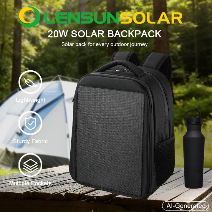 ZAINO CON PANNELLO SOLARE LENSUN 20W IMPERMEABILE USB E C-TYPE