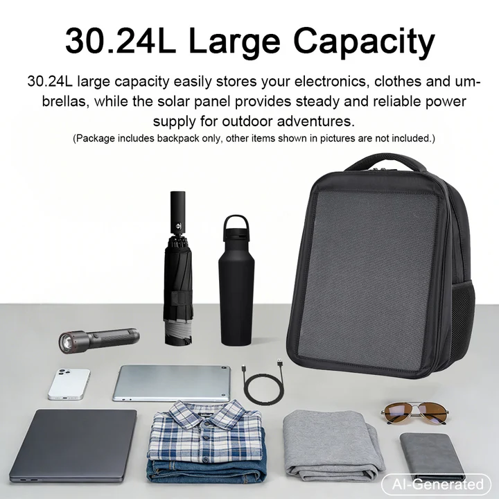 ZAINO CON PANNELLO SOLARE LENSUN 20W IMPERMEABILE USB E C-TYPE