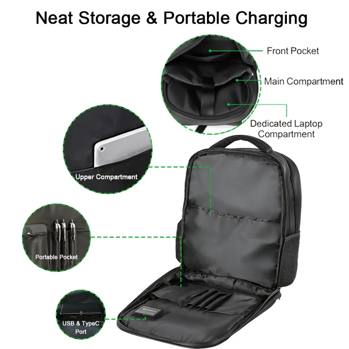 ZAINO CON PANNELLO SOLARE LENSUN 20W IMPERMEABILE USB E C-TYPE